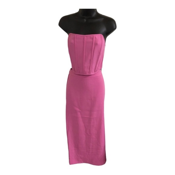 Sincerely Jules pink strapless bustier top & midi skirt set size small brand new - Picture 3 of 12